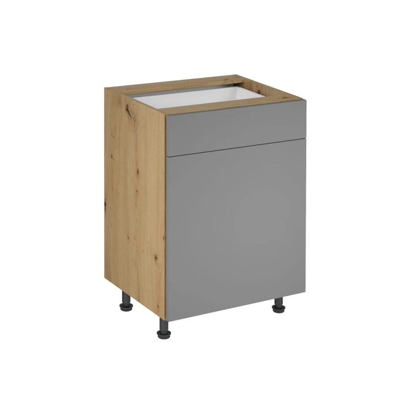 Unterschrank mit Schublade VALEN 1 – Breite 60 cm, Eiche handwerklich / Graubeige
