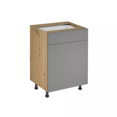 Unterschrank mit Schublade VALEN 1 – Breite 60 cm, Eiche handwerklich / Graubeige