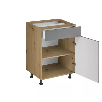 Unterschrank mit Schublade VALEN 1 – Breite 60 cm, Eiche handwerklich / Graubeige