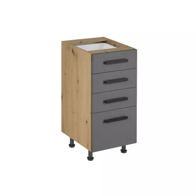 Küchenschrank mit Schubladen VALEN 2 – Breite 40 cm, Eiche handwerklich/grau
