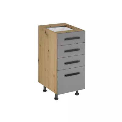 Küchenschrank mit Schubladen VALEN 2 - Breite 40 cm, Eiche handwerklich / Graubeige