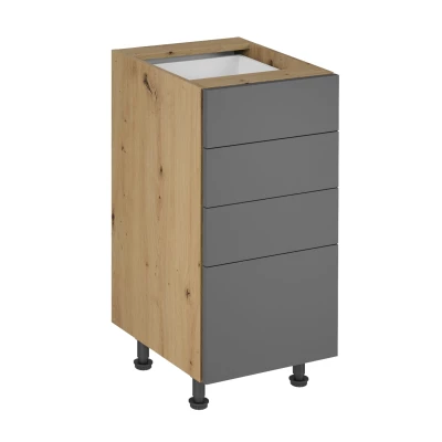 Küchenschrank mit Schubladen VALEN 1 – Breite 40 cm, Eiche handwerklich/grau