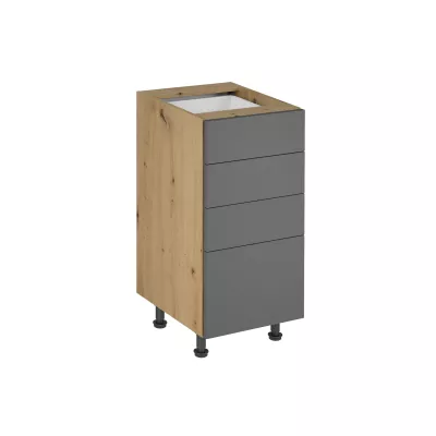 Küchenschrank mit Schubladen VALEN 1 – Breite 40 cm, Eiche handwerklich/grau