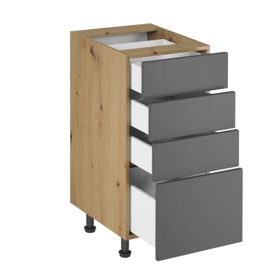 Küchenschrank mit Schubladen VALEN 1 – Breite 40 cm, Eiche handwerklich/grau