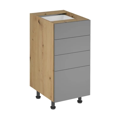 Küchenschrank mit Schubladen VALEN 1 - Breite 40 cm, Eiche handwerklich / Graubeige
