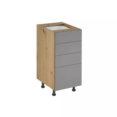 Küchenschrank mit Schubladen VALEN 1 - Breite 40 cm, Eiche handwerklich / Graubeige