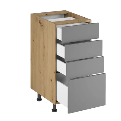 Küchenschrank mit Schubladen VALEN 1 - Breite 40 cm, Eiche handwerklich / Graubeige