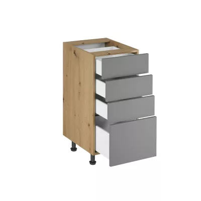 Küchenschrank mit Schubladen VALEN 1 - Breite 40 cm, Eiche handwerklich / Graubeige