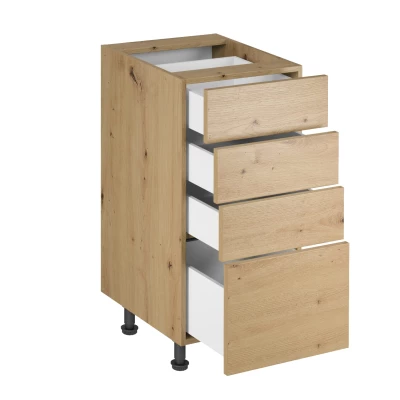 Küchenschrank mit Schubladen VALEN 1 – Breite 40 cm, Eiche handwerklich gefertigt