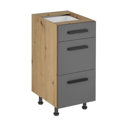 Unterschrank VALEN 2 – Breite 40 cm, Eiche handwerklich/grau