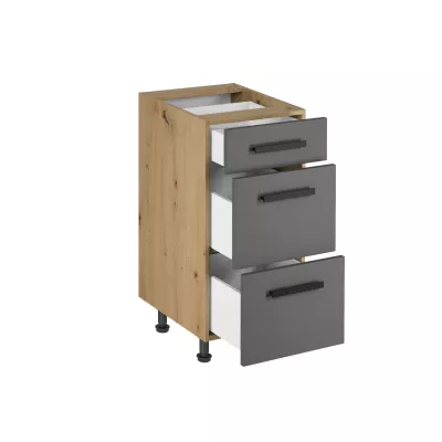 Unterschrank VALEN 2 – Breite 40 cm, Eiche handwerklich/grau
