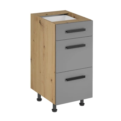 Unterschrank VALEN 2 – Breite 40 cm, Eiche handwerklich / Graubeige