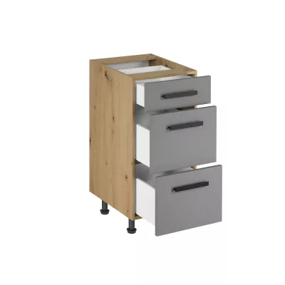 Unterschrank VALEN 2 – Breite 40 cm, Eiche handwerklich / Graubeige