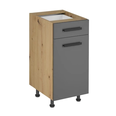 Unterschrank mit VALEN 2 Schubladen – Breite 40 cm, Eiche handwerklich/grau