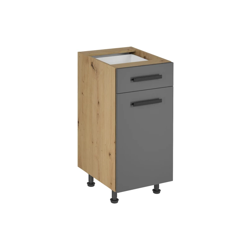Unterschrank mit VALEN 2 Schubladen – Breite 40 cm, Eiche handwerklich/grau