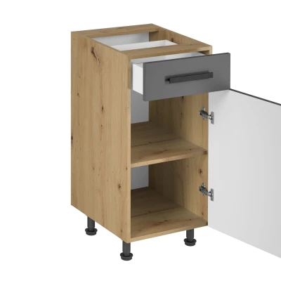 Unterschrank mit VALEN 2 Schubladen – Breite 40 cm, Eiche handwerklich/grau