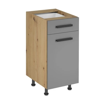 VALEN Unterschrank mit 2 Schubladen – Breite 40 cm, Eiche handwerklich / Graubeige