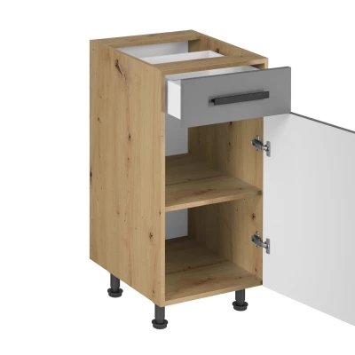VALEN Unterschrank mit 2 Schubladen – Breite 40 cm, Eiche handwerklich / Graubeige