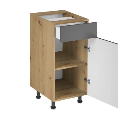 Unterschrank mit Schublade VALEN 1 – Breite 40 cm, Eiche handwerklich/grau
