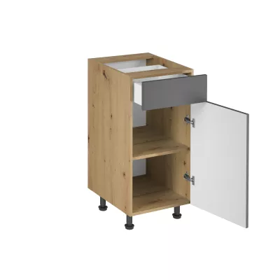 Unterschrank mit Schublade VALEN 1 – Breite 40 cm, Eiche handwerklich/grau