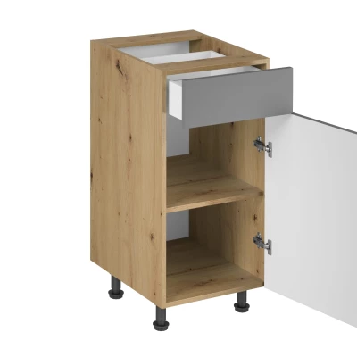 Unterschrank mit Schublade VALEN 1 – Breite 40 cm, Eiche handwerklich / Graubeige