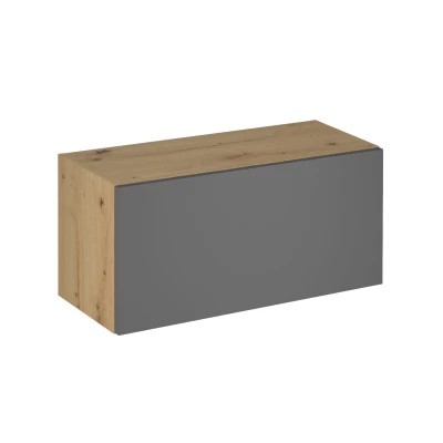 Hängeschrank mit Flügeltüren VALEN – Breite 80 cm, Eiche handwerklich/grau