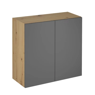 Küchenoberschrank VALEN – Breite 80 cm, Eiche handwerklich/grau