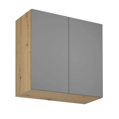 Küchenoberschrank VALEN – Breite 80 cm, Eiche handwerklich / Graubeige