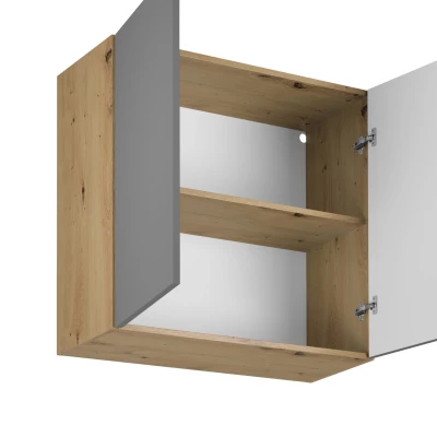 Küchenoberschrank VALEN – Breite 80 cm, Eiche handwerklich / Graubeige