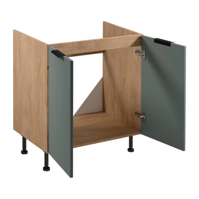 SALERNO Unterschrank für Spülbecken – Breite 80 cm, Eiche/Grün