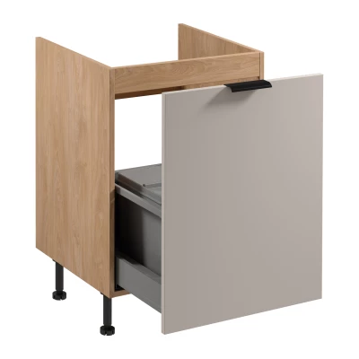 SALERNO Spülenunterschrank – Breite 60 cm, Eiche/Beige + GRATIS Abfallbehälter