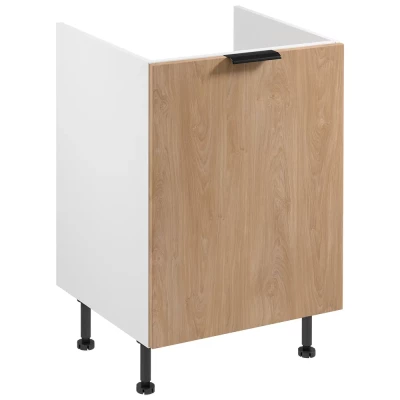 SALERNO Spülenunterschrank – Breite 60 cm, weiß/Eiche + GRATIS Abfallbehälter