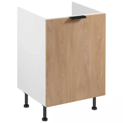 SALERNO Spülenunterschrank – Breite 60 cm, weiß/Eiche + GRATIS Abfallbehälter
