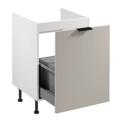 SALERNO Spülenunterschrank – Breite 60 cm, weiß/beige + GRATIS Abfallbehälter