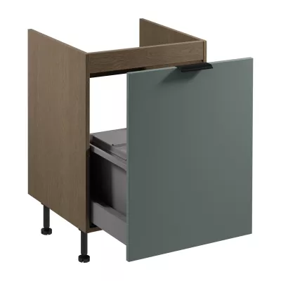 SALERNO Spülenunterschrank – Breite 60 cm, Baltic Storm / Grün + GRATIS Abfallbehälter