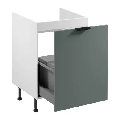 SALERNO Spülenunterschrank – Breite 60 cm, weiß/grün + GRATIS Abfallbehälter