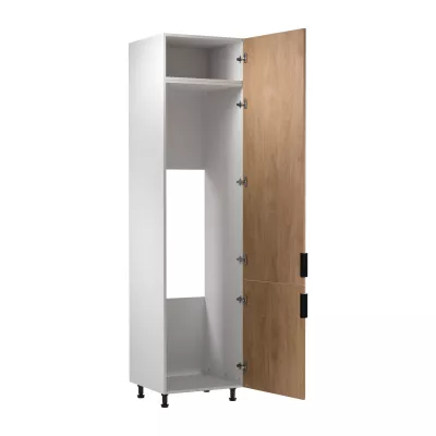 Schrank für Einbaukühlschrank SALERNO – Breite 60 cm, weiß/eiche