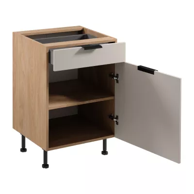 Unterschrank mit Schublade SALERNO – Breite 60 cm, Eiche/Beige + GRATIS Sideboard