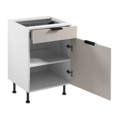 Unterschrank mit Schublade SALERNO – Breite 60 cm, weiß/beige + GRATIS Sideboard
