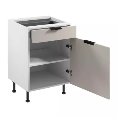 Unterschrank mit Schublade SALERNO – Breite 60 cm, weiß/beige + GRATIS Sideboard