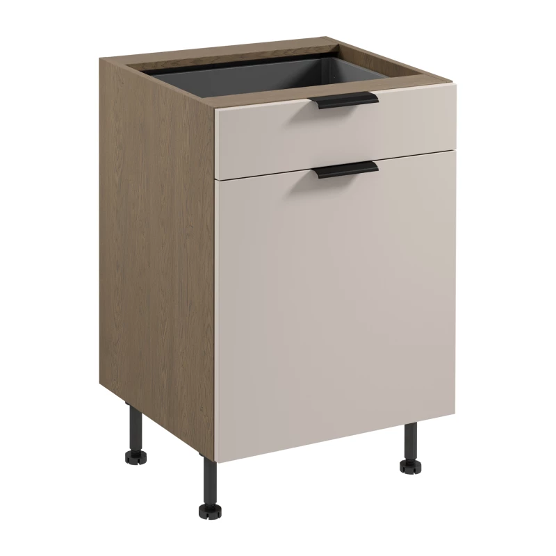 Unterschrank mit Schublade SALERNO – Breite 60 cm, Baltic Storm/Beige + GRATIS Sideboard