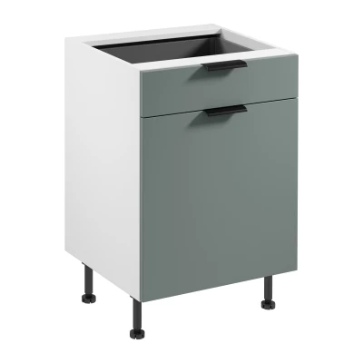 Unterschrank mit Schublade SALERNO – Breite 60 cm, weiß/grün + GRATIS Sideboard