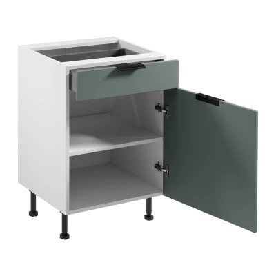 Unterschrank mit Schublade SALERNO – Breite 60 cm, weiß/grün + GRATIS Sideboard