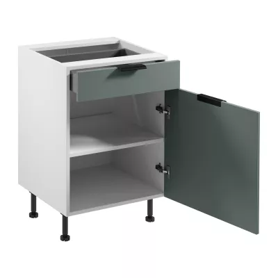 Unterschrank mit Schublade SALERNO – Breite 60 cm, weiß/grün + GRATIS Sideboard