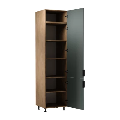 Hoher Küchenschrank SALERNO – Breite 60 cm, Eiche/Grün