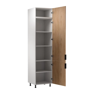Hoher Küchenschrank SALERNO – Breite 60 cm, weiß/Eiche