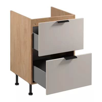 Unterschrank SALERNO mit Schublade – Breite 60 cm, Eiche/Beige