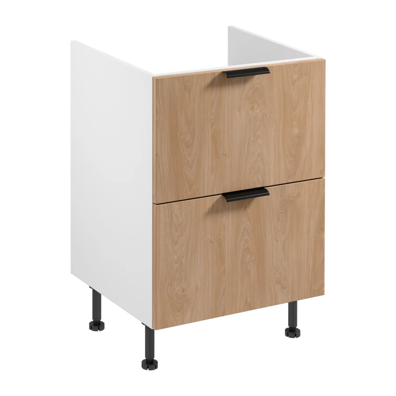 Küchenunterschrank SALERNO – Breite 60 cm, weiß/Eiche