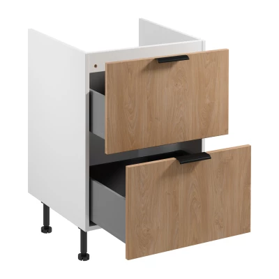 Küchenunterschrank SALERNO – Breite 60 cm, weiß/Eiche