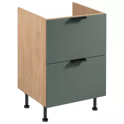 Unterschrank SALERNO mit Schublade – Breite 60 cm, Eiche/Grün
